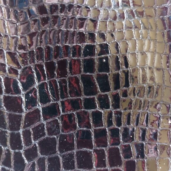 Black Lacquered Look Faux Snake Skin Shoulder Bag - Picture 3 of 9